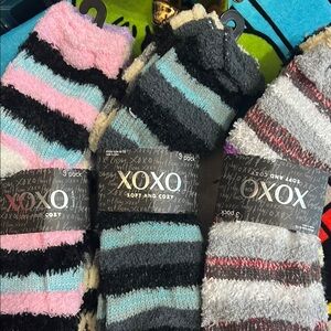 XOXO Black and Gray Striped Casual COMBO Socks 3 PACKS OF 3 pairs